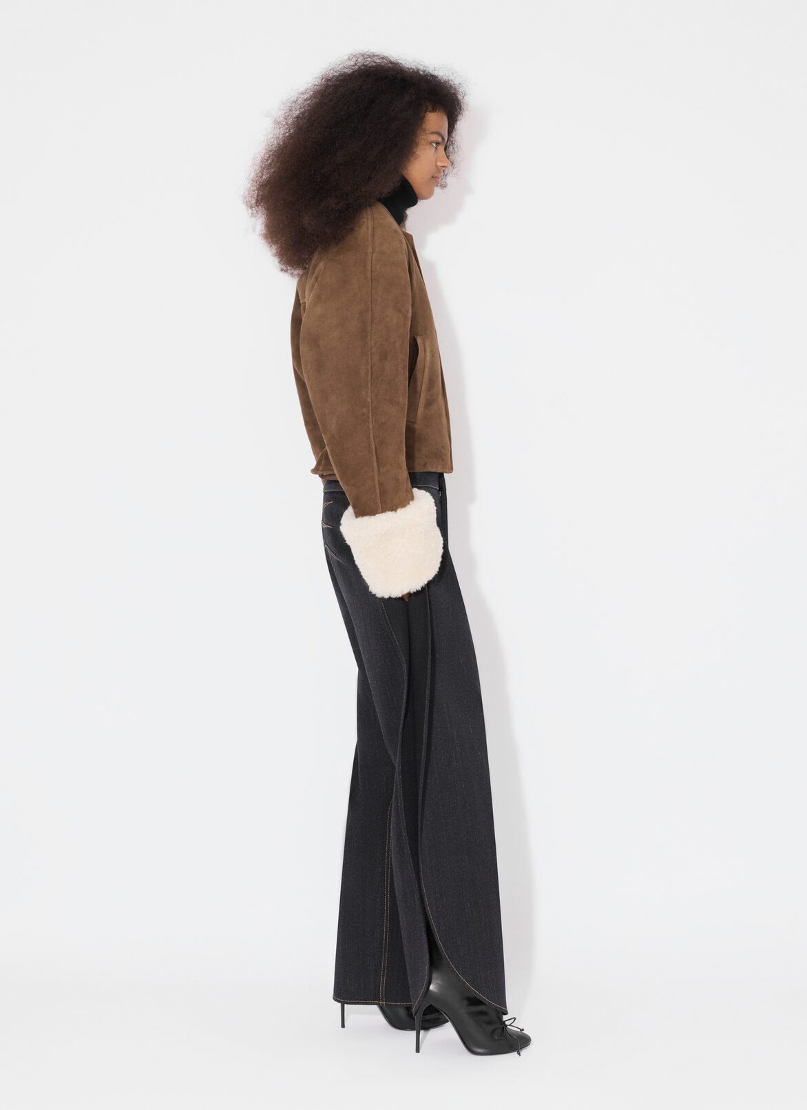 SHEARLING JACKET ALAÏA WHITE/BROWN SHEARLING JACKET